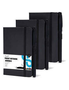 Cuadernos de bolsillo Koogel, 3 paquetes, 160 páginas, negro