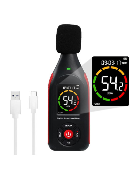 Medidor de Decibelios Tekcoplus TK442PLUS 30-130 dB con USB