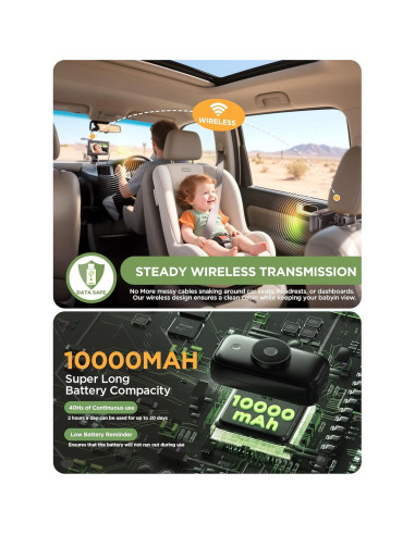 Cámara de Coche Inalámbrica NUOTUN 4.3" HD 1080p con Batería 40h