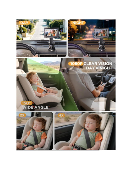 Cámara de Coche Inalámbrica NUOTUN 4.3" HD 1080p con Batería 40h