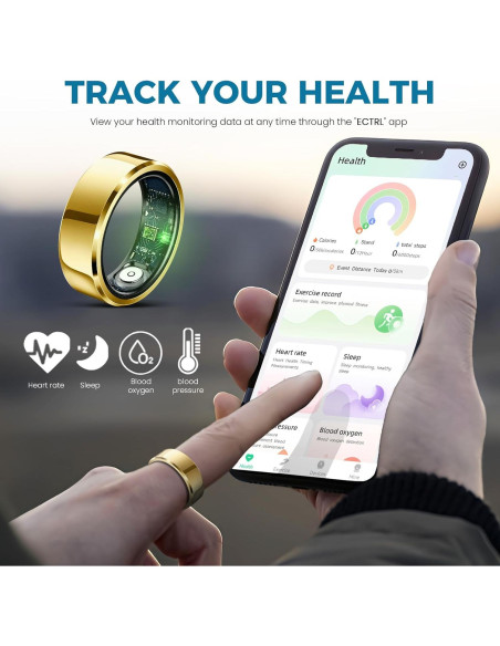 Anillo Inteligente Ring-001 Dorado Talla 8 Monitoreo Salud