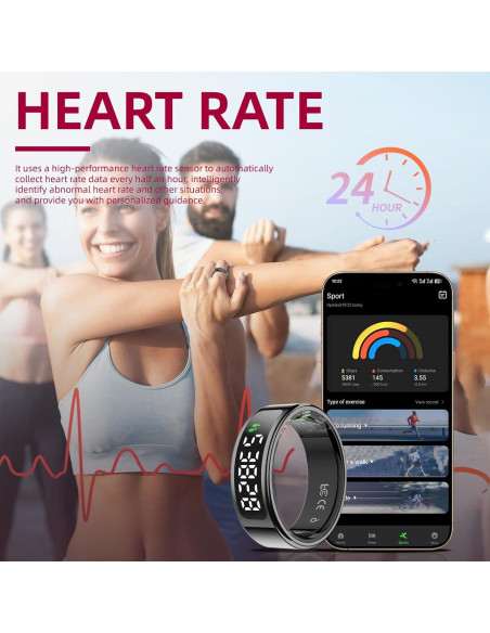 Anillo Inteligente UouNeaCo R11 Negro - Monitoreo Salud 24/7