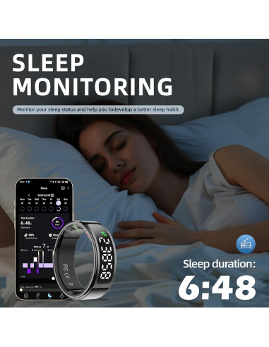 Anillo Inteligente UouNeaCo R11 Negro - Monitoreo Salud 24/7