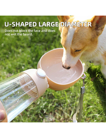 Botella de Agua para Perros Pettheny 400ml Caqui Portátil