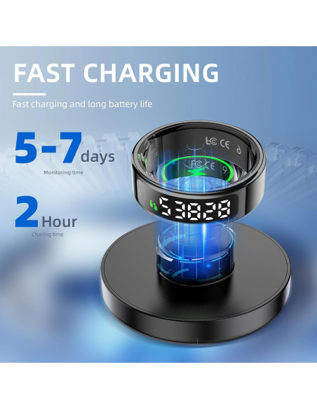 Anillo Inteligente UouNeaCo R11 Negro - Monitoreo Salud 24/7