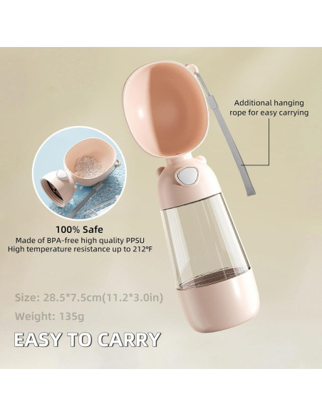 Botella de Agua para Perros Pettheny 400ml Caqui Portátil