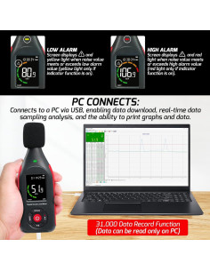 Medidor de Nivel de Sonido Digital Gain Express SLM-442 30-130 dB 2