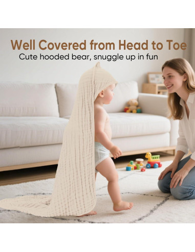 Toalla de baño para bebé MIGIOL 100% algodón muselina 81x81cm