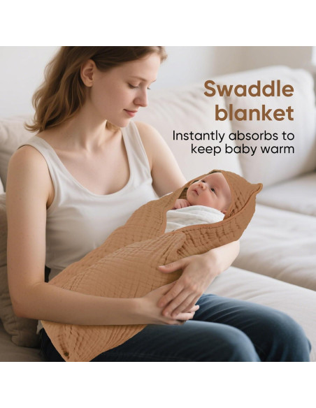 Toalla de baño para bebé MIGIOL 100% algodón muselina 81x81cm