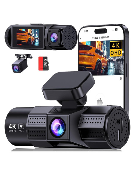 Cámara Dash 3 Canales 4K TUIFAC con WiFi y Visión Nocturna