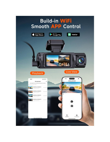Cámara Dash 3 Canales 4K TUIFAC con WiFi y Visión Nocturna