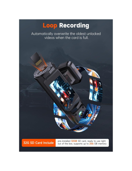 Cámara Dash 3 Canales 4K TUIFAC con WiFi y Visión Nocturna