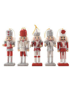 Adornos de Cascanueces de Madera Ochine - 6 Piezas Navideñas