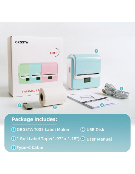 Impresora de Etiquetas ORGSTA T003 Bluetooth 3.15" Térmica