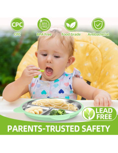 Juego de 4 Platos de Acero Inoxidable KLCKH para Niños 22.86 cm 2