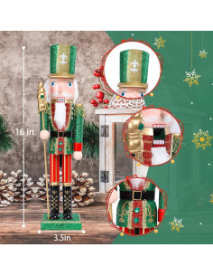 Cascanueces de Navidad WONDER GARDEN 40.64 cm Madera Turquesa 2