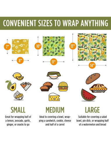 Envolturas de Cera de Abeja Trifecta Living Co. Set de 7