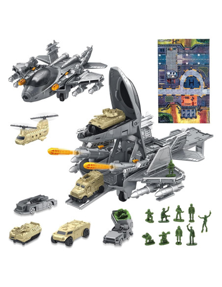 Juego de Juguetes Militares de deAO con Avión y 10 Figuras Juego de Juguetes Militares de deAO con Avión y 10 Figuras