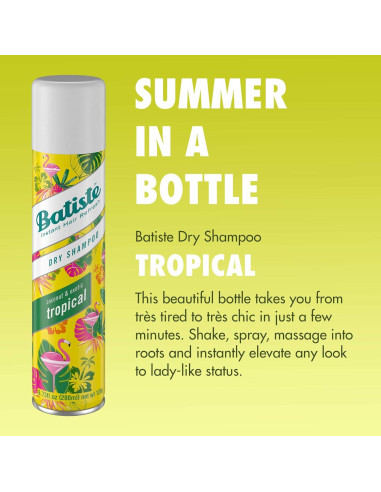 Champú Seco Batiste Tropical 198 ml - Paquete de 3
