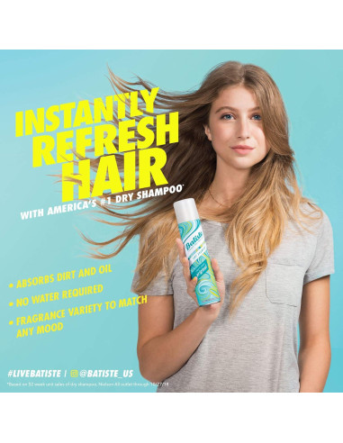 Champú Seco Batiste Tropical 198 ml - Paquete de 3