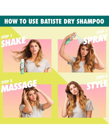 Champú Seco Batiste Tropical 198 ml - Paquete de 3