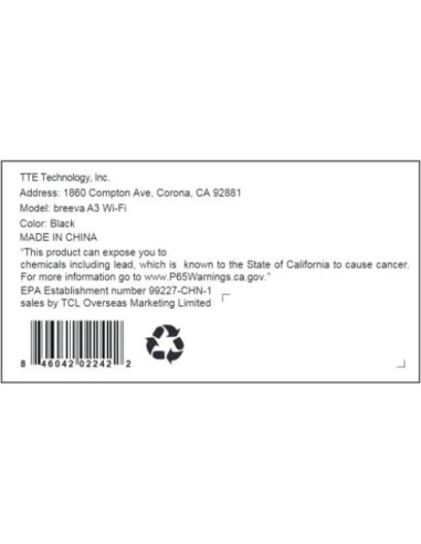 Purificador de Aire TCL Breeva A3 H13 5 Etapas Control App Voz