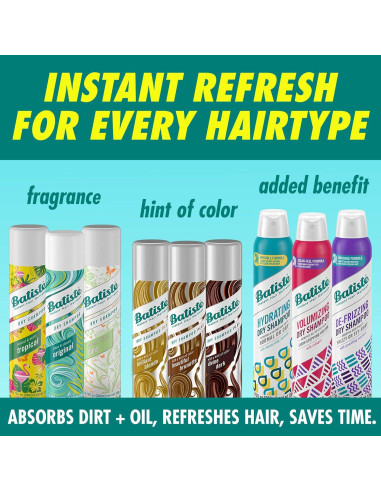 Champú Seco Batiste Tropical 198 ml - Paquete de 3