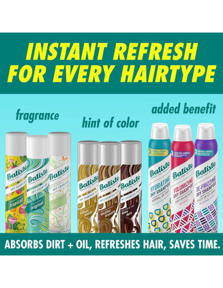 Champú Seco Batiste Tropical 198 ml - Paquete de 3