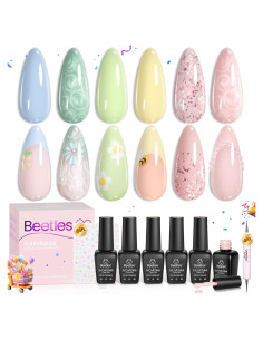 Esmalte de Uñas Gel Beetles 6 Colores Pastel Primavera 7.5ml