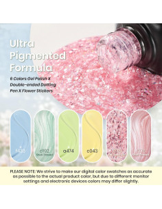 Esmalte de Uñas Gel Beetles 6 Colores Pastel Primavera 7.5ml 2