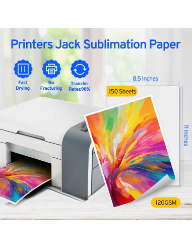 Kit de Tinta y Papel de Sublimación Printers Jack 150 Hojas 120G