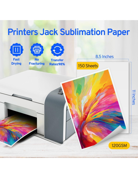 Kit de Tinta y Papel de Sublimación Printers Jack 150 Hojas 120G