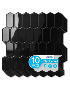 Azulejos de Vinilo Autoadhesivos Art3d 10 Piezas 30.48x30.48cm Negro