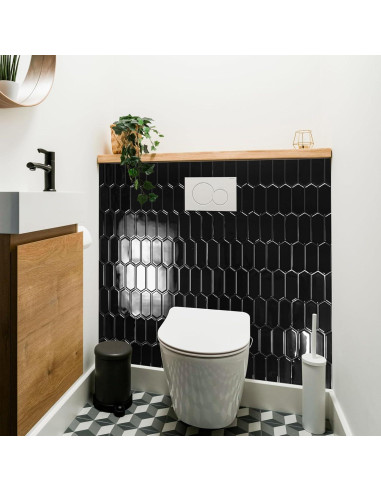 Azulejos de Vinilo Autoadhesivos Art3d 10 Piezas 30.48x30.48cm Negro