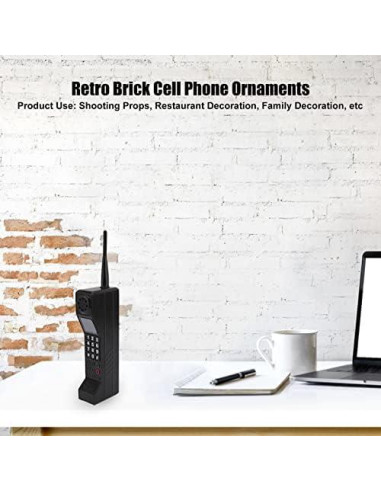 Teléfono Vintage de Ladrillo Zerone Negro para Decoración