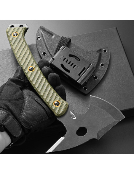 Hacha de Camping Ccanku C1342 Acero DC53 Mango Micarta Verde Hacha de Camping Ccanku C1342 Acero DC53 Mango Micarta Verde