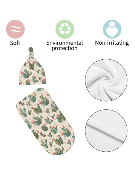 Manta de Envoltura para Bebé Qwalnely Cactus 0-6 meses