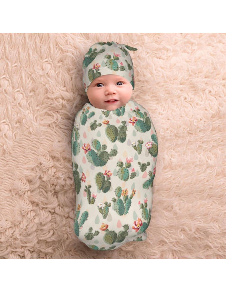 Manta de Envoltura para Bebé Qwalnely Cactus 0-6 meses