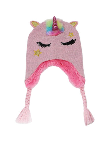 Gorro de Invierno Unicornio Brillante para Niñas 2-8 Años