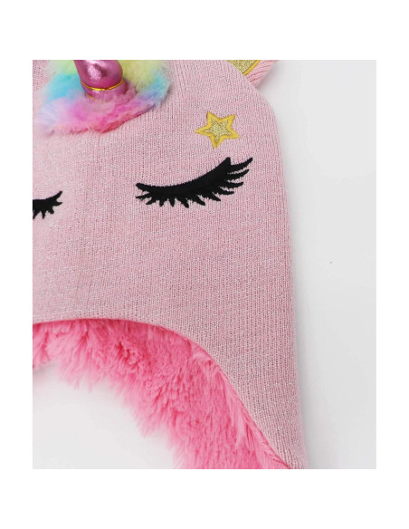 Gorro de Invierno Unicornio Brillante para Niñas 2-8 Años
