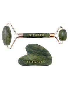 Rodillo Facial y Guasha Jade Verde Ikisatori - Cuidado Piel