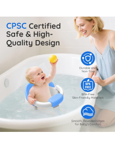Asiento de Baño para Bebés Azul - Con Ventosas y Soporte 360 2