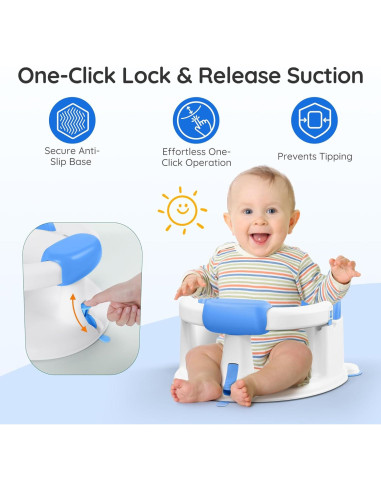 Asiento de Baño para Bebés Azul - Con Ventosas y Soporte 360