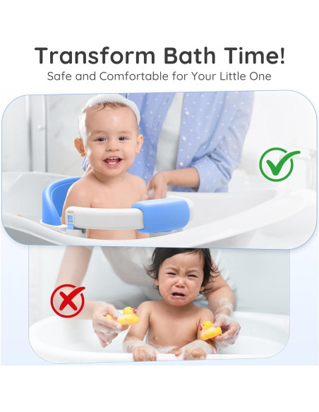 Asiento de Baño para Bebés Azul - Con Ventosas y Soporte 360