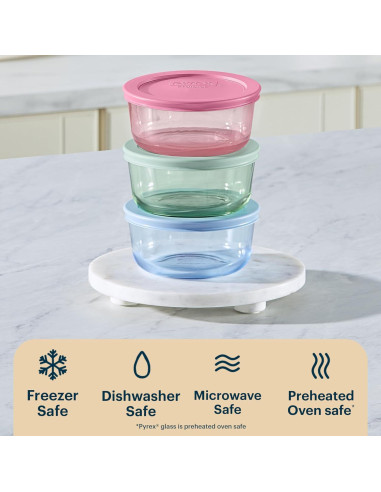 Contenedores de Almacenamiento de Vidrio Pyrex - Paquete de 3
