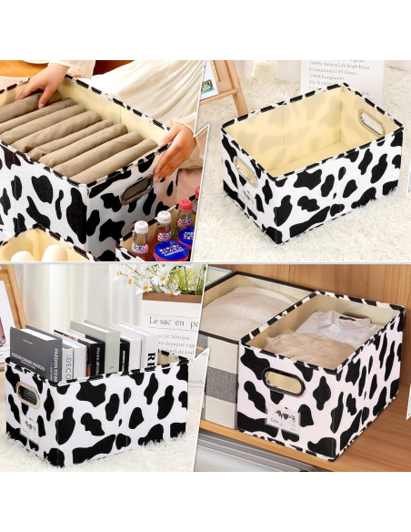 Caja de Almacenamiento Mediana LaMorée Estampado de Vaca