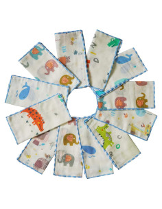 Toallitas de Muselina para Bebés Omilion 100% Algodón 12 Unidades