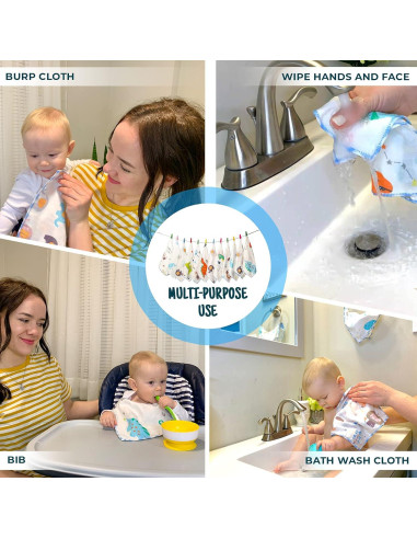 Toallitas de Muselina para Bebés Omilion 100% Algodón 12 Unidades