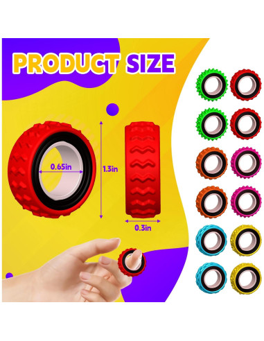 Anillos Sensoriales Antiestrés RBQXNW 12 Piezas para Niños