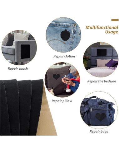 6 Piezas Parche Autoadhesivo Terciopelo Janinka 30x20cm Negro